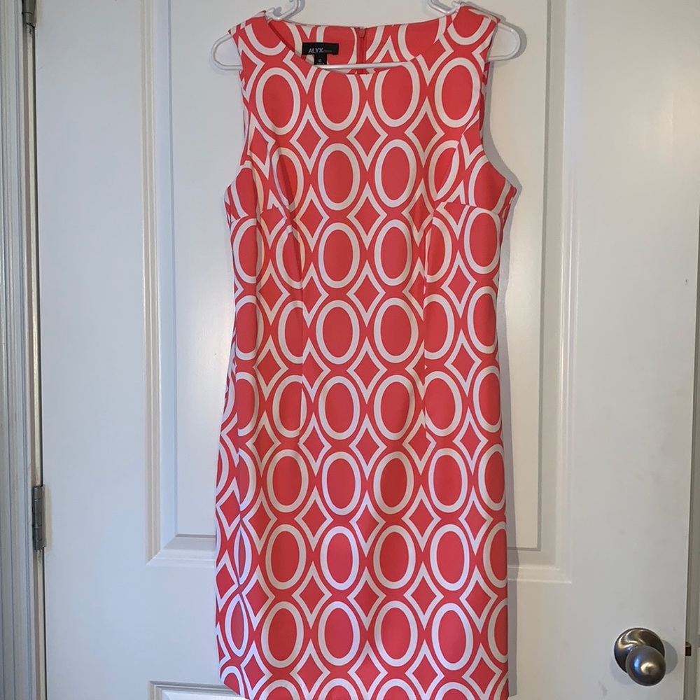Coral & White Pattern Dress